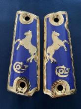 Custom 1911 Grips - Gold Plated - Colt Horse