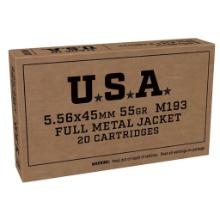 Winchester Ammo SGM193KW USA Target 5.56x45mm NATO 55 gr Full Metal Jacket FMJ 20 Per Box
