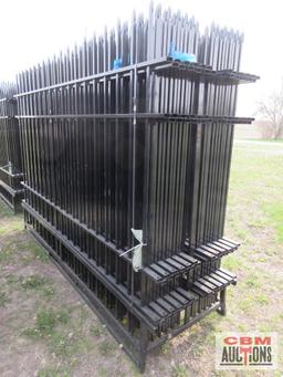 AGT 10FWIF24 (24) 6' x 10' Wrought Iron Site Fence Panels With (25) Posts Powder Coated With