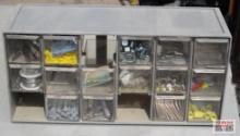 18 Compartment Parts Case w/ Fasteners, Connects, Washers, Nails, Bits &...Misc. *HRM ...