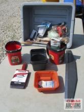 Tub of Paining Supplies, Scrub Brushes, Hand Saw & Misc. *GRT ...