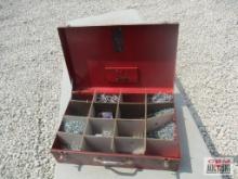 16 Compartment Red Metal Tool Box w/ Misc. Fasteners... *ALF