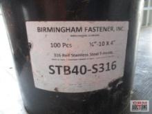 NEW- Bucket of Birmingham Fasteners STB40-S316, 3/4"-10 x 4", 316 Red Stainless Steel T-Heads, Bolts