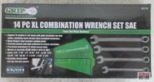 Grip 89238 14pc XL SAE Combination Wrench Set (3/8" to 1-1/4") w/ Storage Pouch