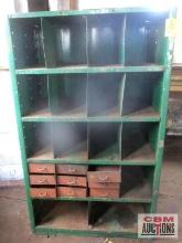 18 Compartment Green Shelving & Drawers - Buyer Loads...