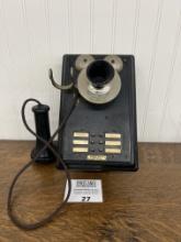 Western Electric metal wall telephone with nickel transmitter