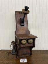 1890s New England Telephone & Telegraph Co. Type 74 walnut fiddleback telephone