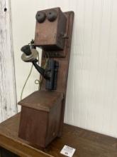 1890s Walnut Type 21 Double box Wall Telephone with 7 Digit Transmitter
