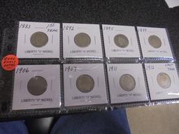 Group of 8 Liberty "V" Nickels