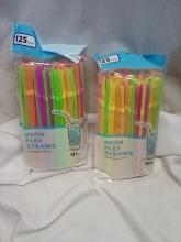 Neon Flex Straws 25 x2