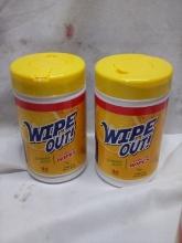 Wipe Out Lemon Scented Antibacterial Wipes. Qty 2- 80 Packs.