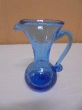 Vintage Kanawha Blue Crackle Glass Pitcher