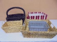 5pc Group of Assorted Storage Baskets