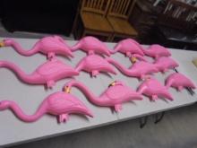 Group of 12 Plastic Pink Flamingoes