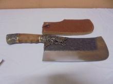 Dragon Handle Forged Butcher's Cleaver w/ Leather Sheafe
