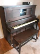 Antique Gulbransen Player Piano w/Bench and Piano Rolls
