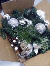 Silver and pine cone decorated pine garland