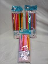 3 Packs of 75 Various Color Super Flex Straws
