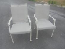 2 Matching Iron Outdoor Patio Chairs w/ Cushions