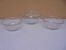 3pc Set of Pyrex Glass Nesting Mixing Bowls