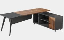 Industrial L-Shape Desk, MSRP $749.99 Executive Desk with File Cabinet