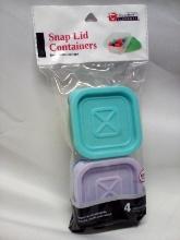 4Pc Set of Culinary Elements Snack Size Snap Lid Containers