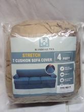4Pc H.Versailtex Warm Sand Color T Cushion Stretch Sofa Cover