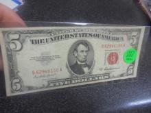 1953 Five Dollar Red Seal Note