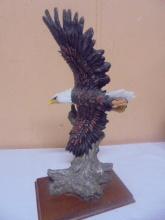 Beautiful Eagle Statue on Wood Base