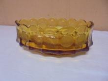 Vintage Amber Coin Glass Oval Bowl