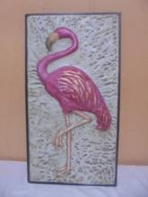 Metal 3D Embossed Flamingo Go Wall Art