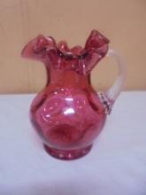 Fenton Optic Dot Cranberry Glass Pitcher