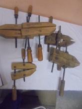Group of 5 Assorted Wood Clamps