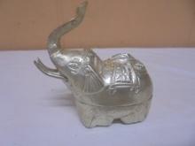 Vintage Ornate Metal Elephant Trinket Box See