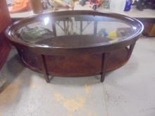 Beautiful Solid Wood Coffee Table w/ Glass Insert Top