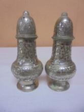 Vintage Set of Ornate Silver Plated Salt & Pepper Shakers