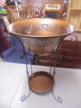 Metal 2 Tier Stand w/ Copper Colored Tub on Top