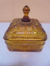 Vintage Indiana Tiara Glass Honey Bee Hive Amber Candy Dish
