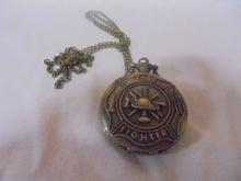 Firefighter Pocket Watch w/ Chain