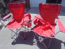 2 Matching Red Quad Camp Chairs w/ Carry Bags