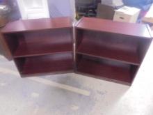 2 Matching Stackable Dark Cherry Bookcases w/ Adjustable Shelves