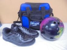 Men's 15lb Fuel Cell Roto Grip Bowling Ball & Shoes in Bag