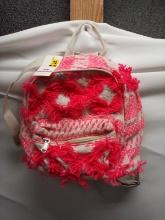 Pink and Off-White BOHO Style Mini Backpack