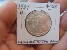1939 D Mint Silver Walking Liberty Half Dollar