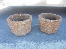 2 Matching Concrete Stone Octagon Planters