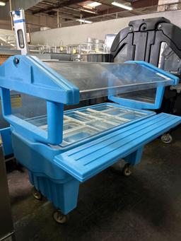 Cambro 50 in. Blue Mobile Plastic Salad Bar on Casters