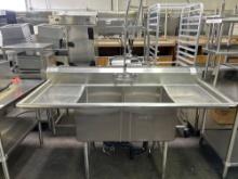 72 in. Stainless Steel 2 Tub Sink with Pre Rinse and 18 in. x 24 in. Tubs