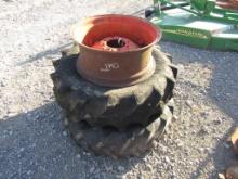 (2) 12.4/24 TRACTOR TIRES W/ KUBOTA RIM