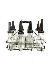 8 Glass Qt Bottles w/Carrier