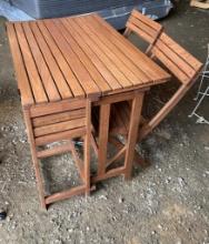 PATIO SET WITH TWO CHAIRS AND HAS FOLDING TOP